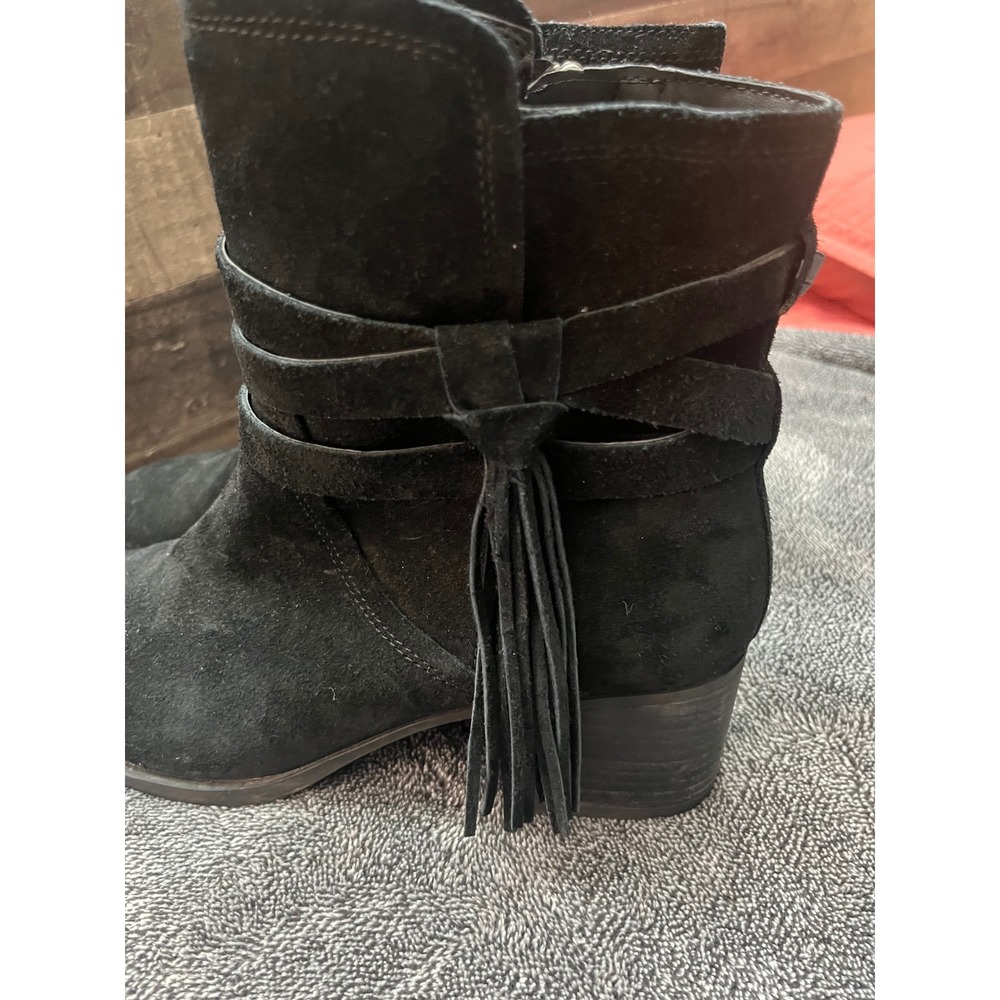 Western Boho Koolaburra by UGG Women Black Suede Fringe Ankle Boots Size 7 - Picture 4 of 8